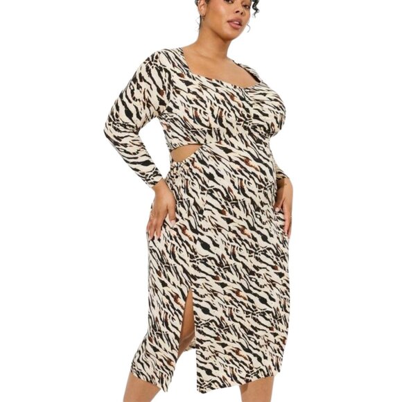 Torrid NWT $90 Side Cutout Knit Dress, Watercolor Zebra Women's Size 0 (12) - Picture 13 of 13